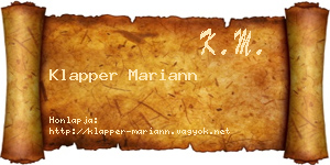 Klapper Mariann névjegykártya